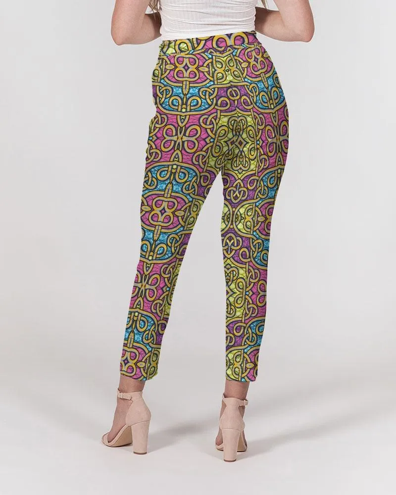 Fun African Print Women's Belted Tapered Pants