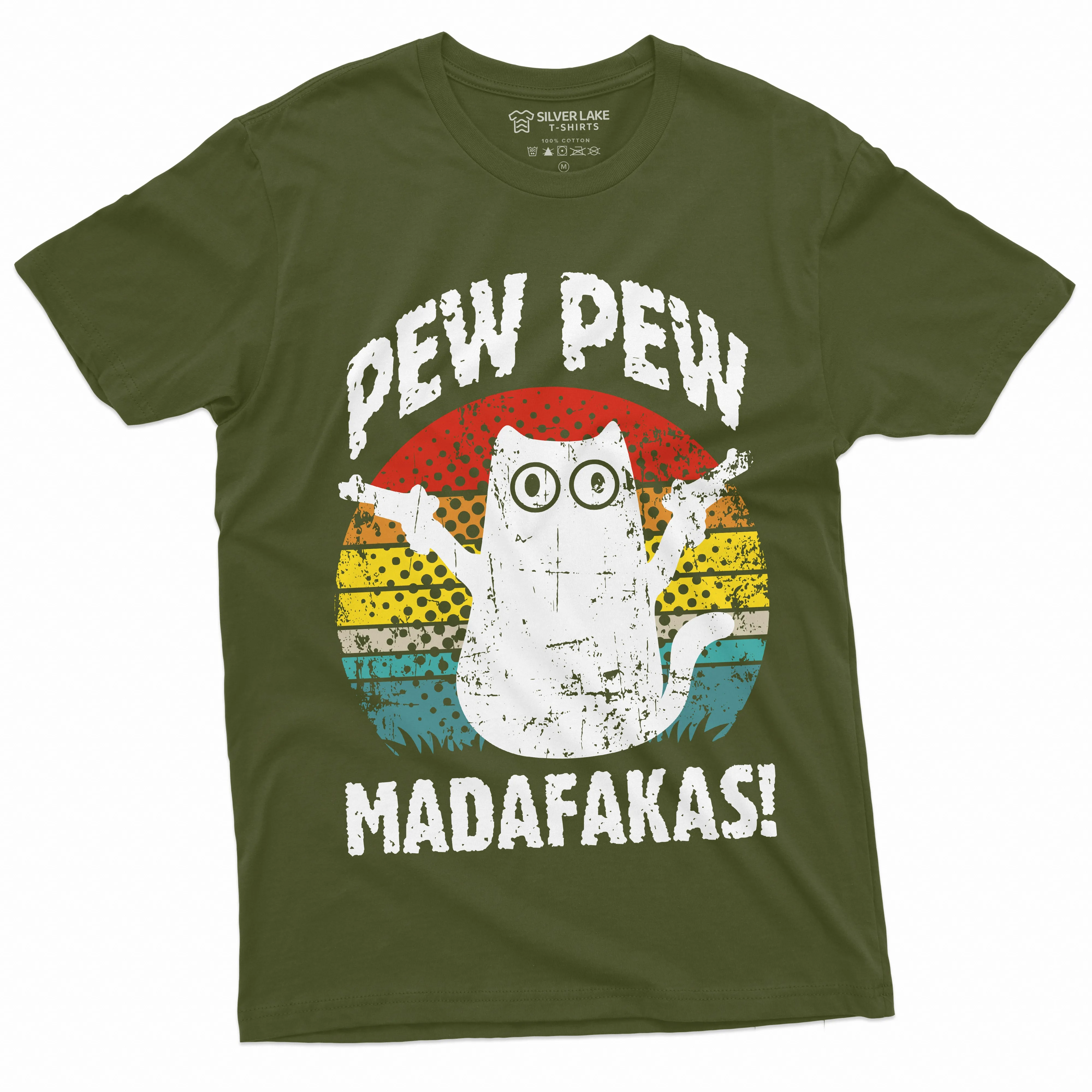 Funny Cat Pew Pew MADAFAKAS T-shirt Cute Gangsta Cat Pet Halloween Tee Shirt Gifts for Him
