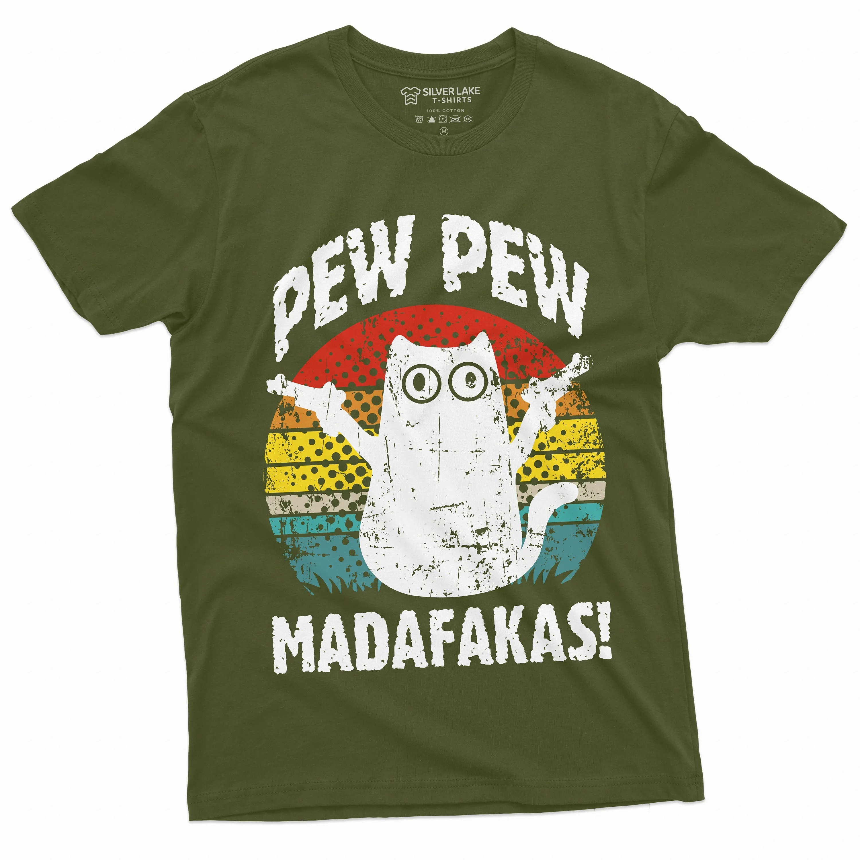 Funny Cat Pew Pew MADAFAKAS T-shirt Cute Gangsta Cat Pet Halloween Tee Shirt Gifts for Him