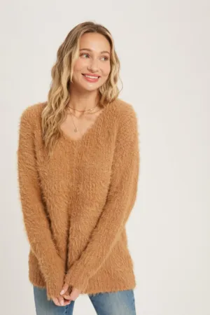 Fuzzy V Neck Sweater
