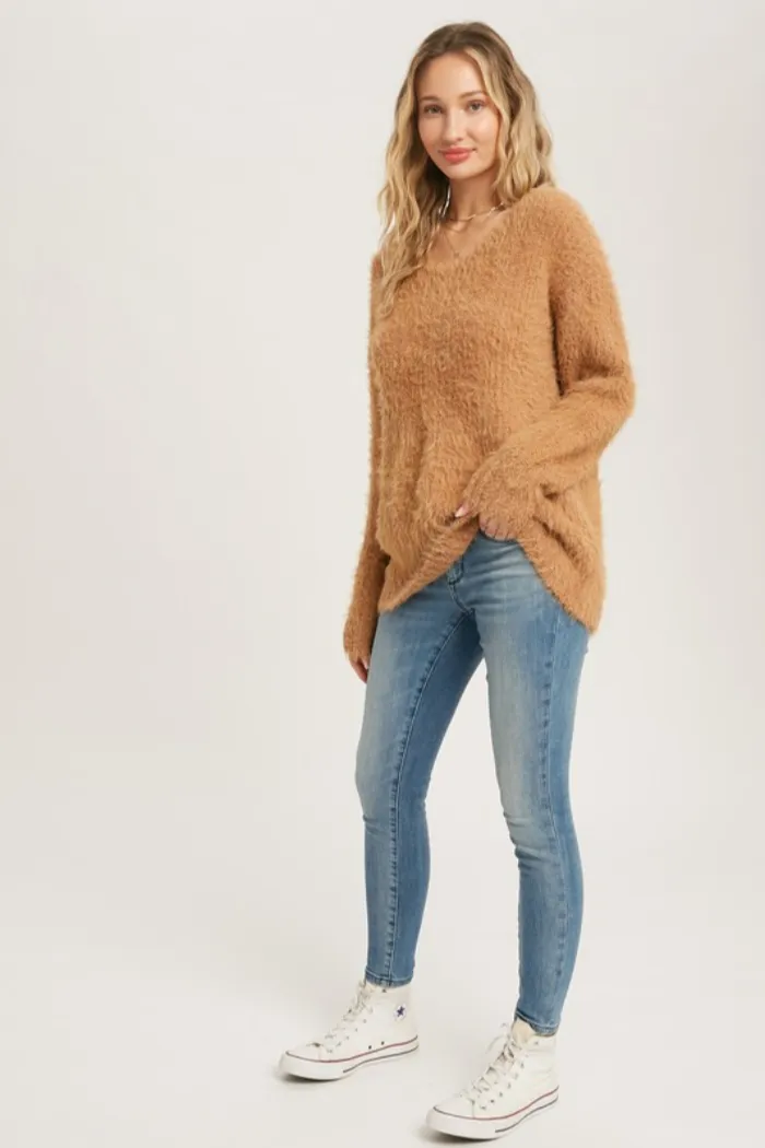 Fuzzy V Neck Sweater