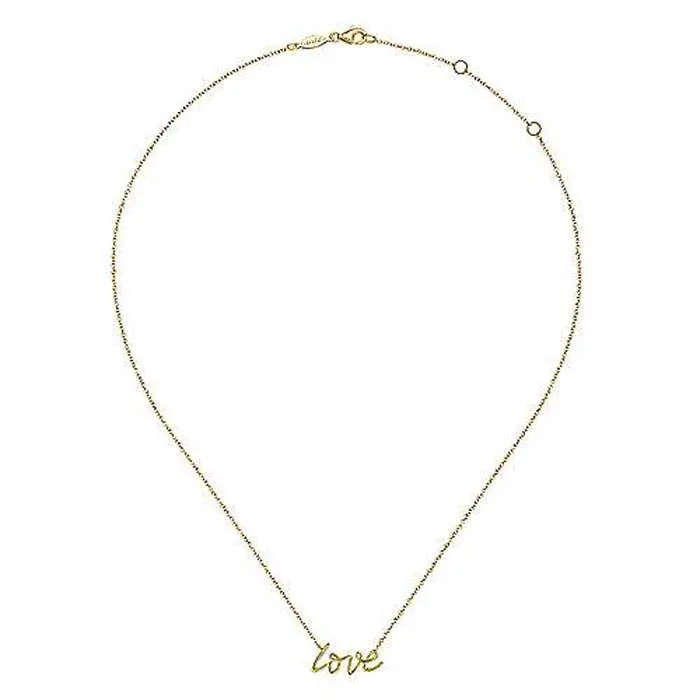Gabriel & Co. 17" "Love" Pendant/Necklace in 14K Yellow Gold