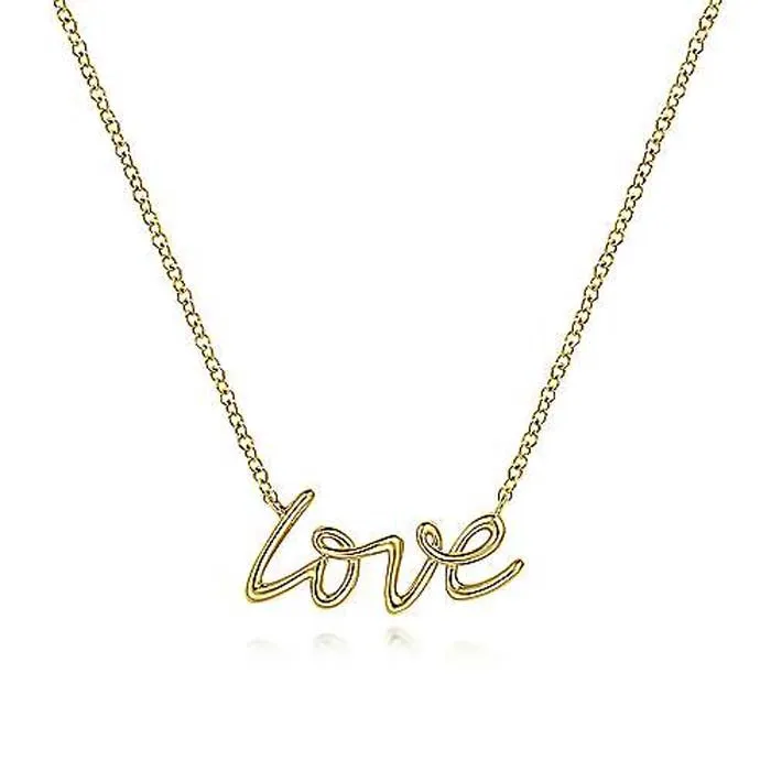 Gabriel & Co. 17" "Love" Pendant/Necklace in 14K Yellow Gold
