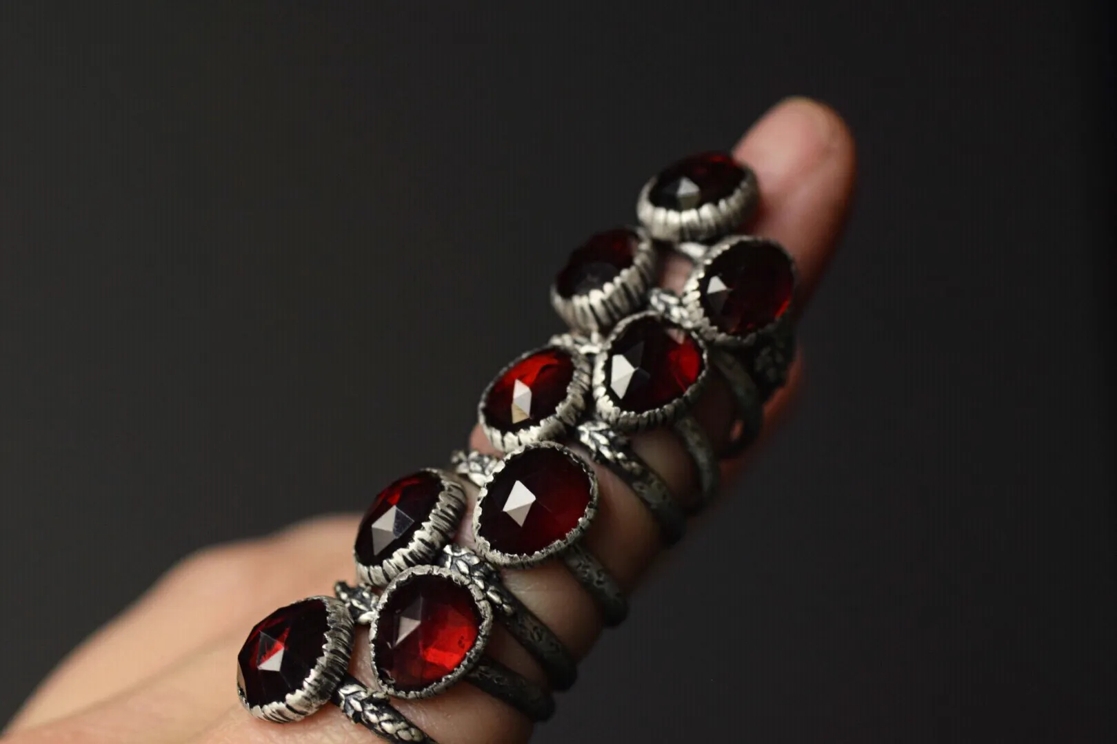 Garnet Fern Rings