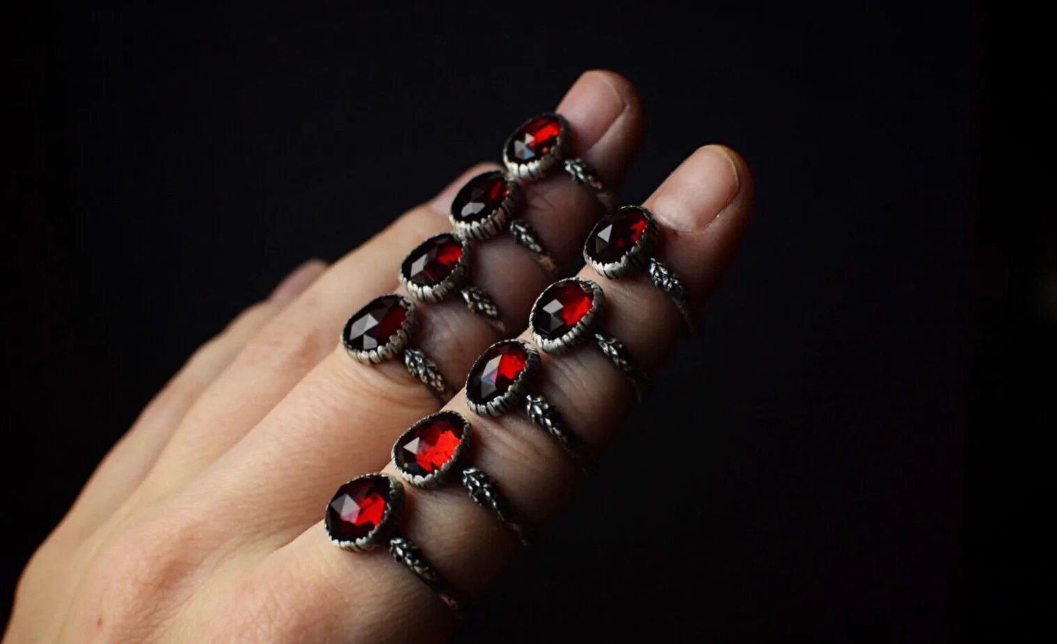 Garnet Fern Rings
