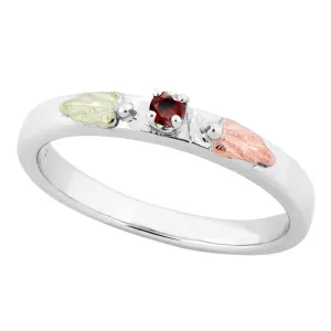 Garnet Foliage II - Sterling Silver Black Hills Gold Ring
