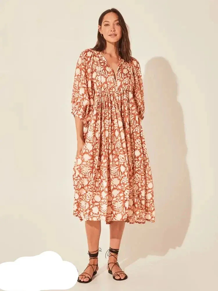 Gelbes Midi-Sommerkleid - Mia