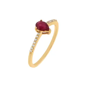 Gemstone Teardrop Ring 14K