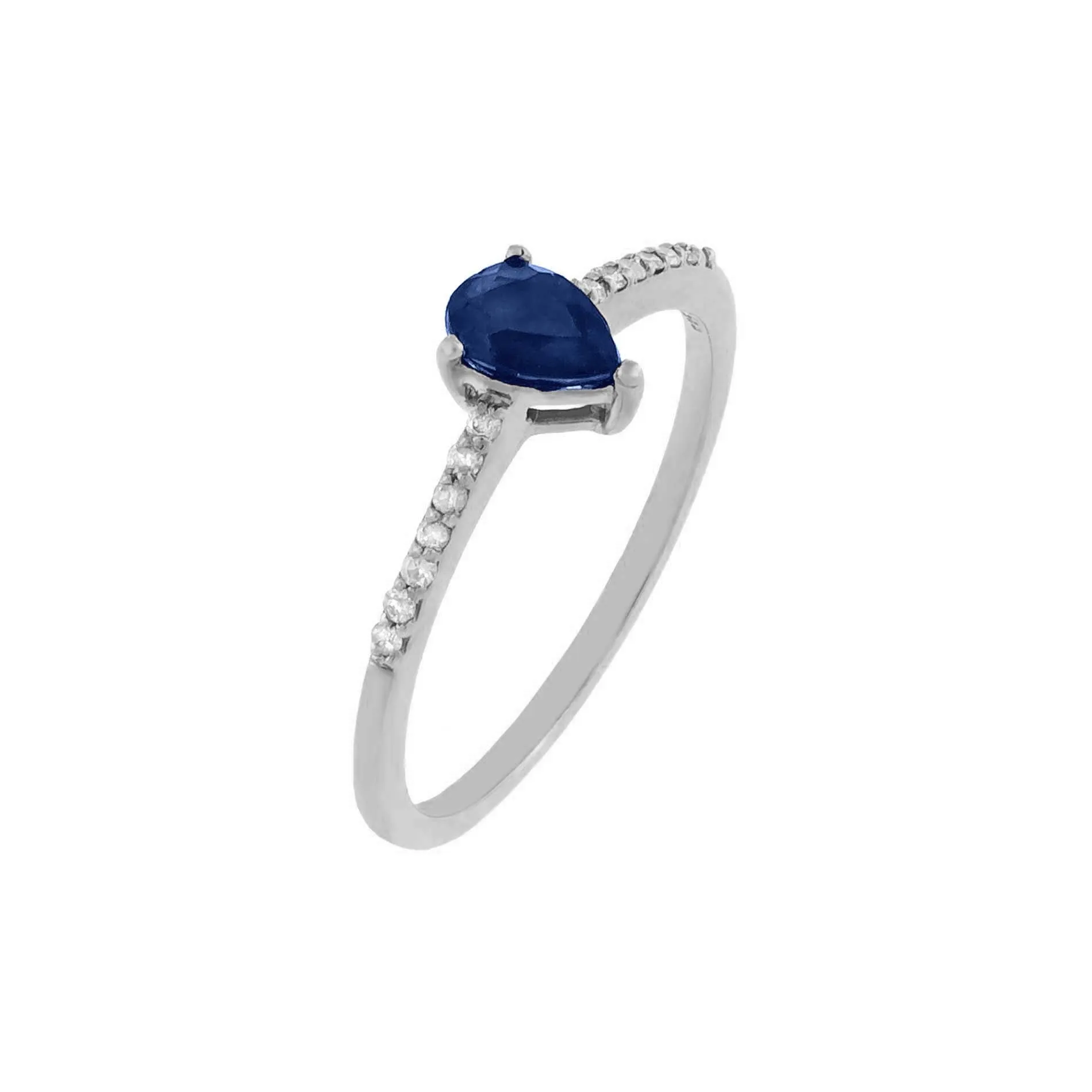 Gemstone Teardrop Ring 14K