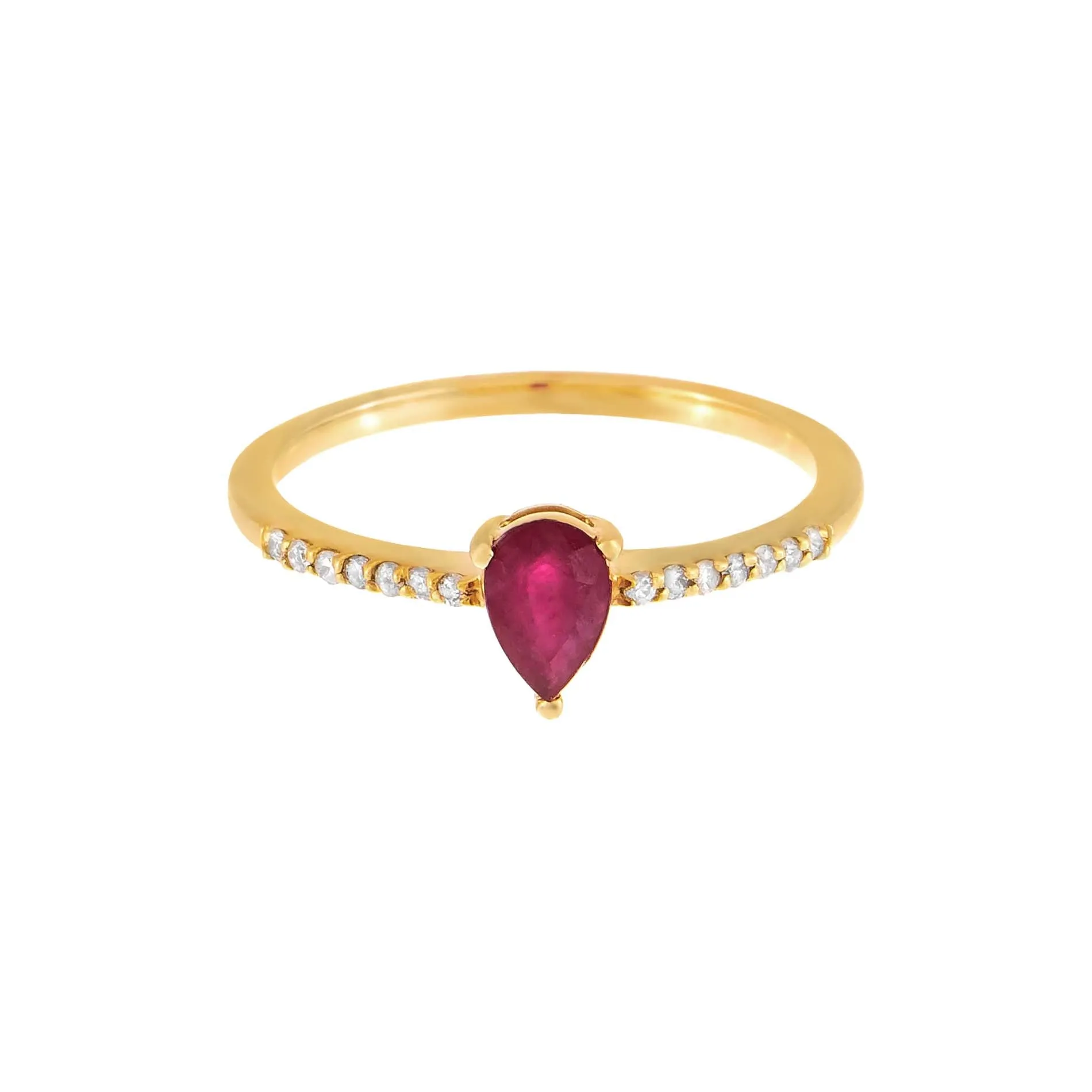 Gemstone Teardrop Ring 14K