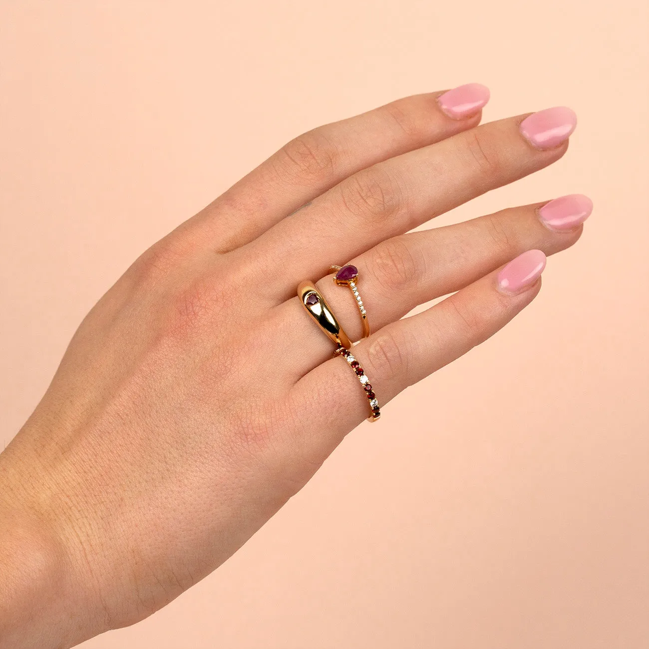 Gemstone Teardrop Ring 14K