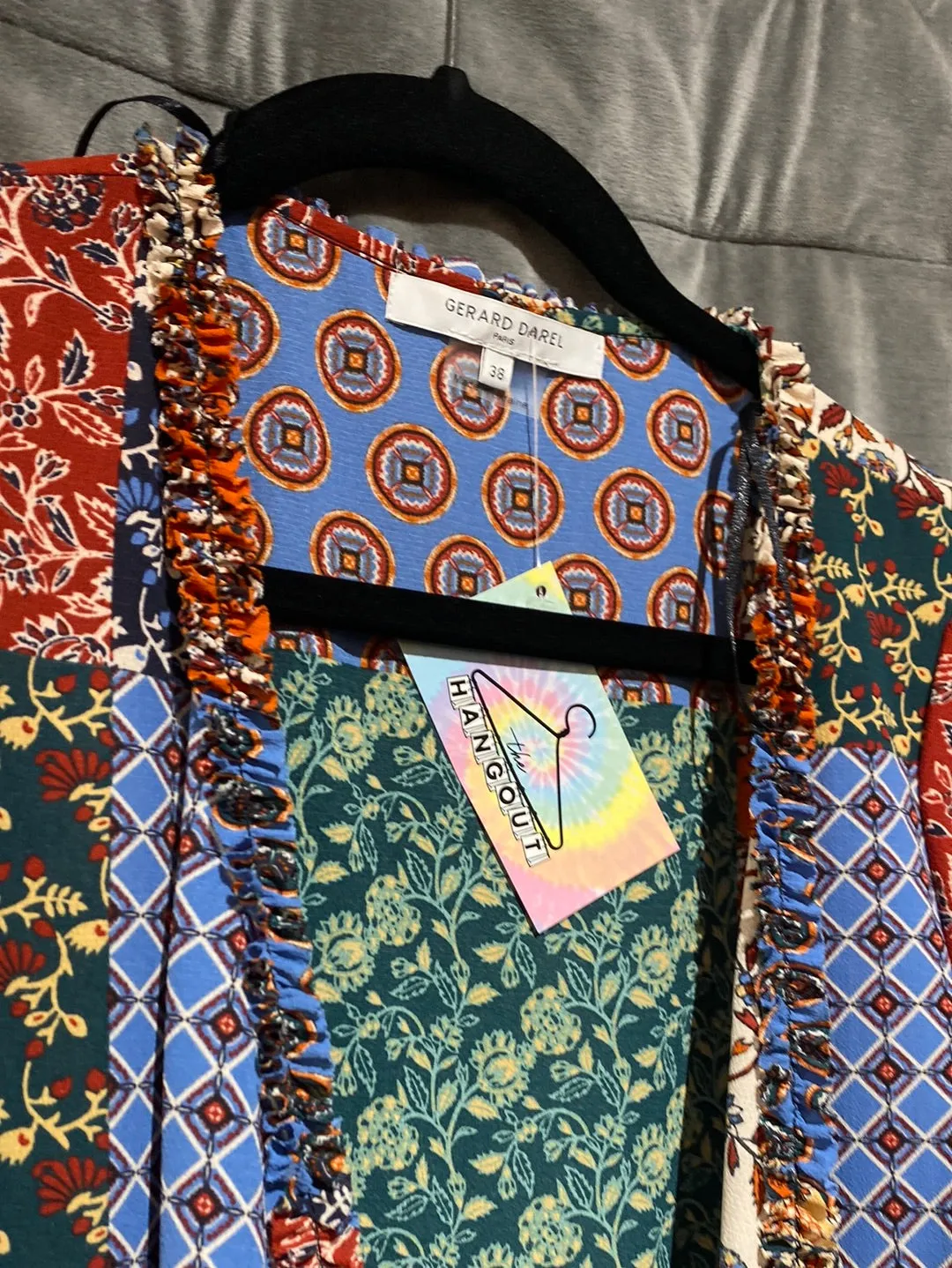 Gerard Darel Short Sleeve Multi Color Multi Print Maxi Wrap Dress