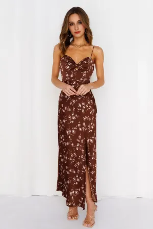 Gimme Whiplash Midi Dress Brown