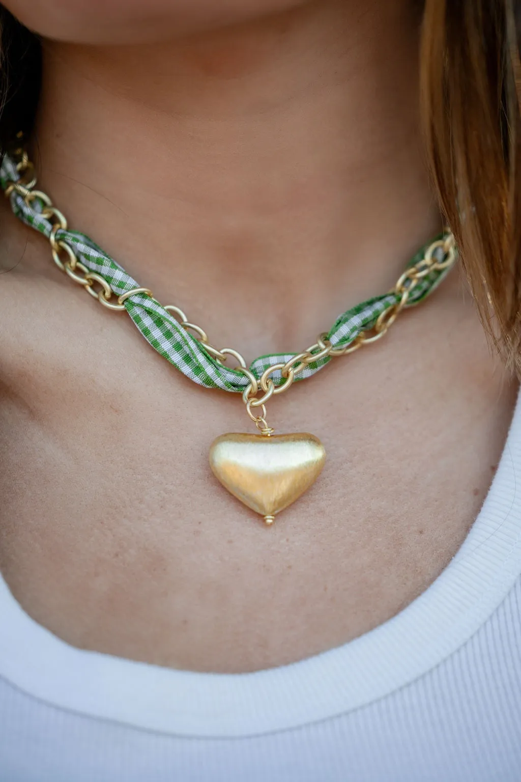 Gingham Green Heart