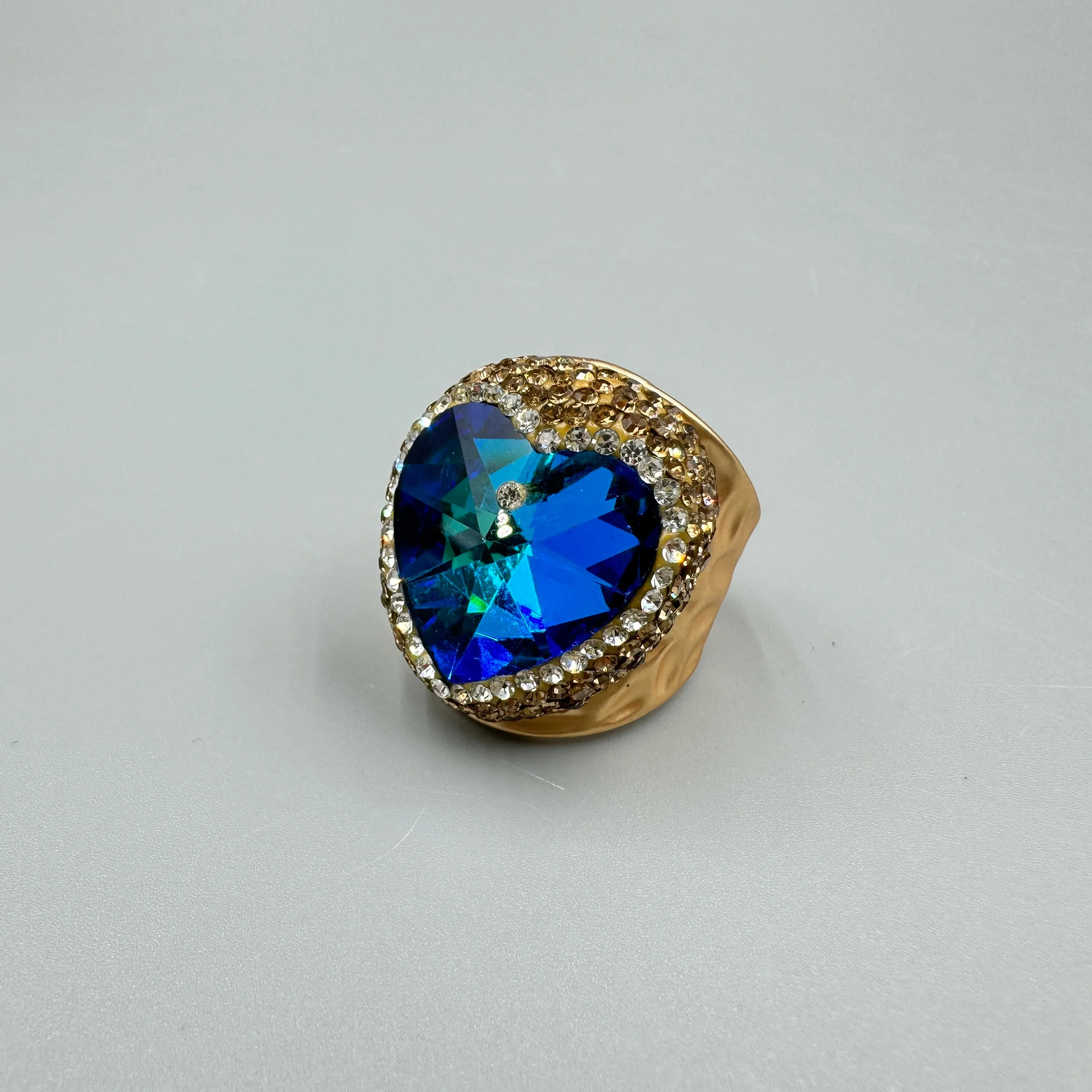 Glass Heart Rhinestone Alloy Rings R2591