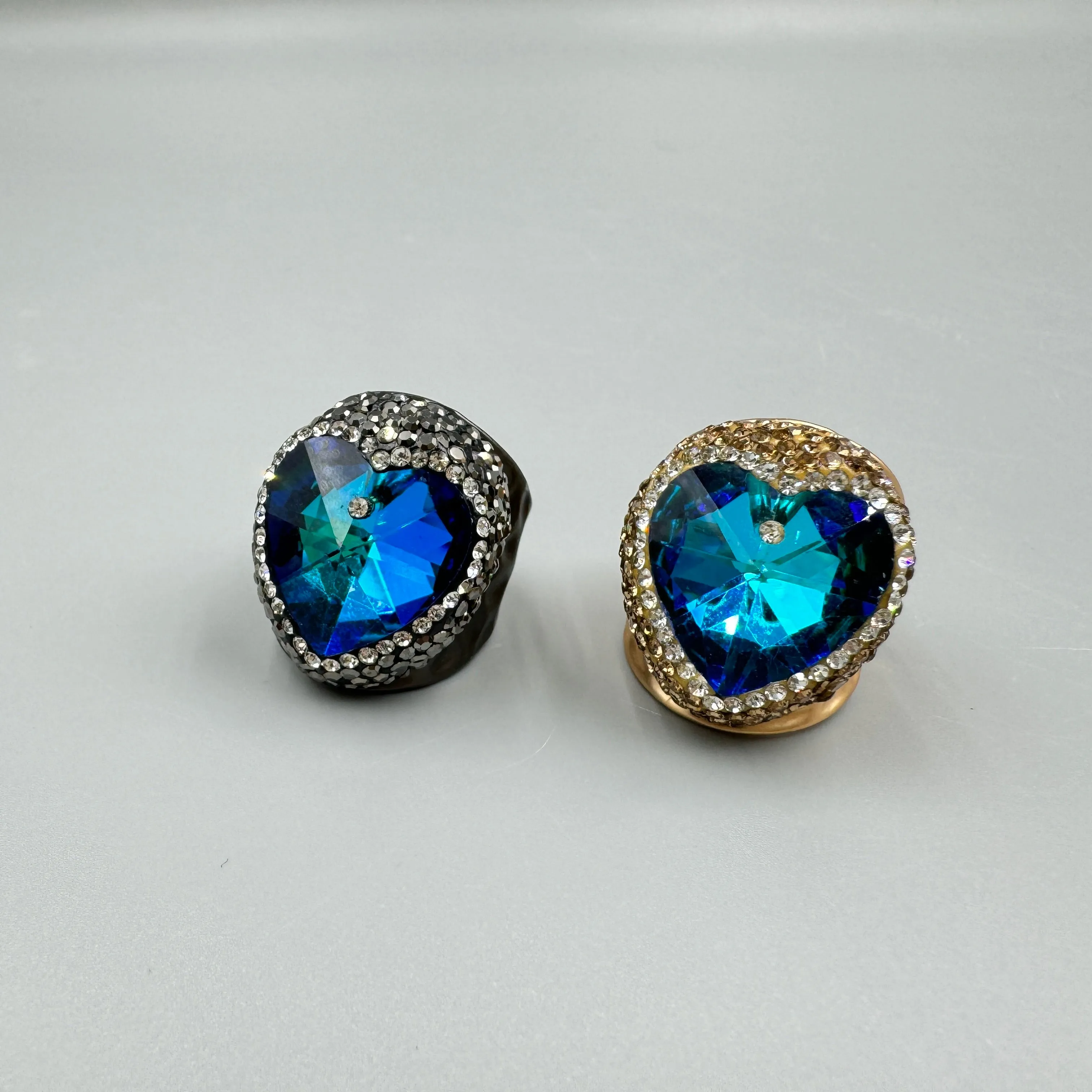 Glass Heart Rhinestone Alloy Rings R2591