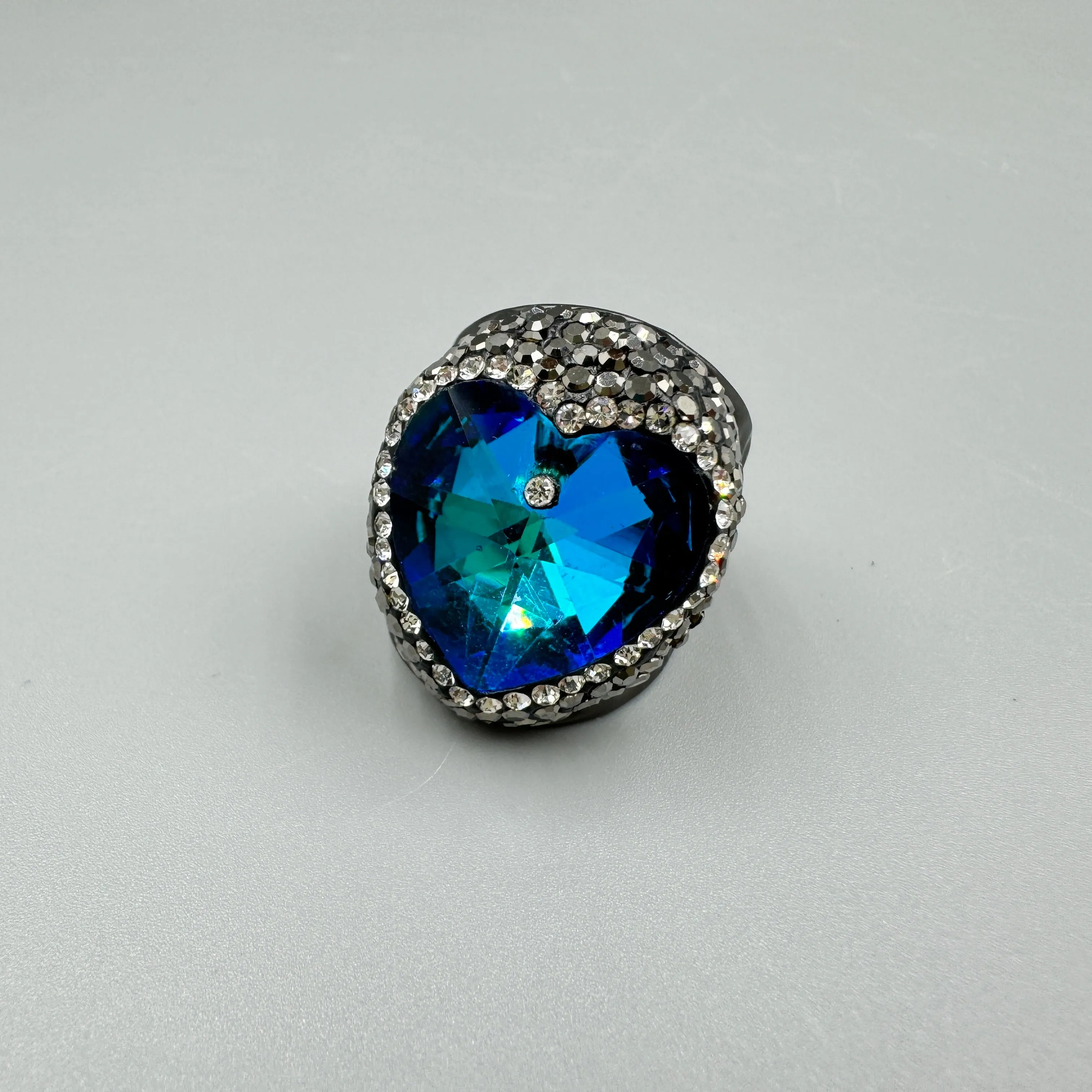 Glass Heart Rhinestone Alloy Rings R2591