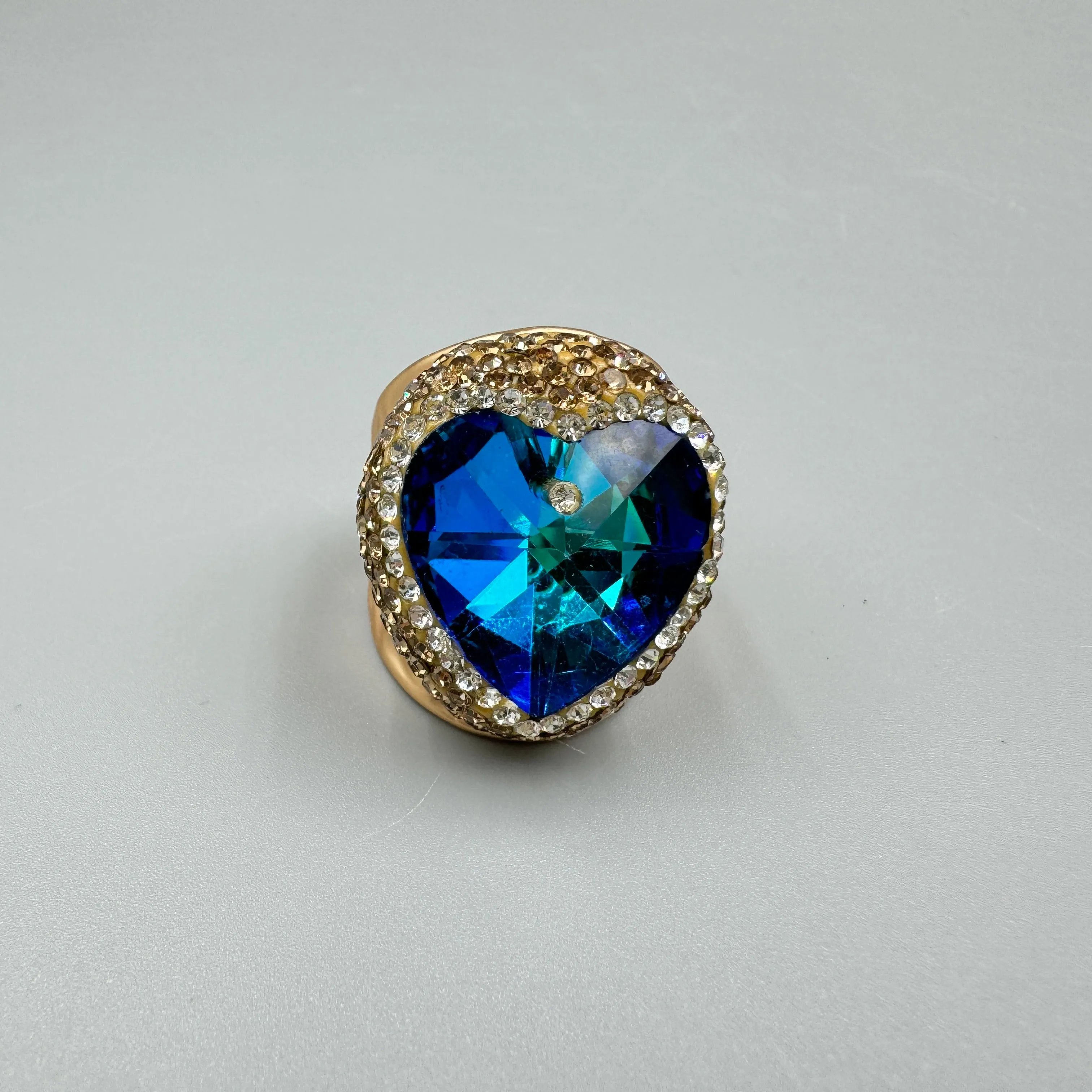 Glass Heart Rhinestone Alloy Rings R2591