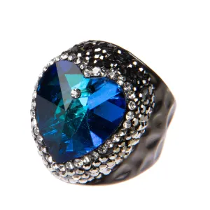 Glass Heart Rhinestone Alloy Rings R2591
