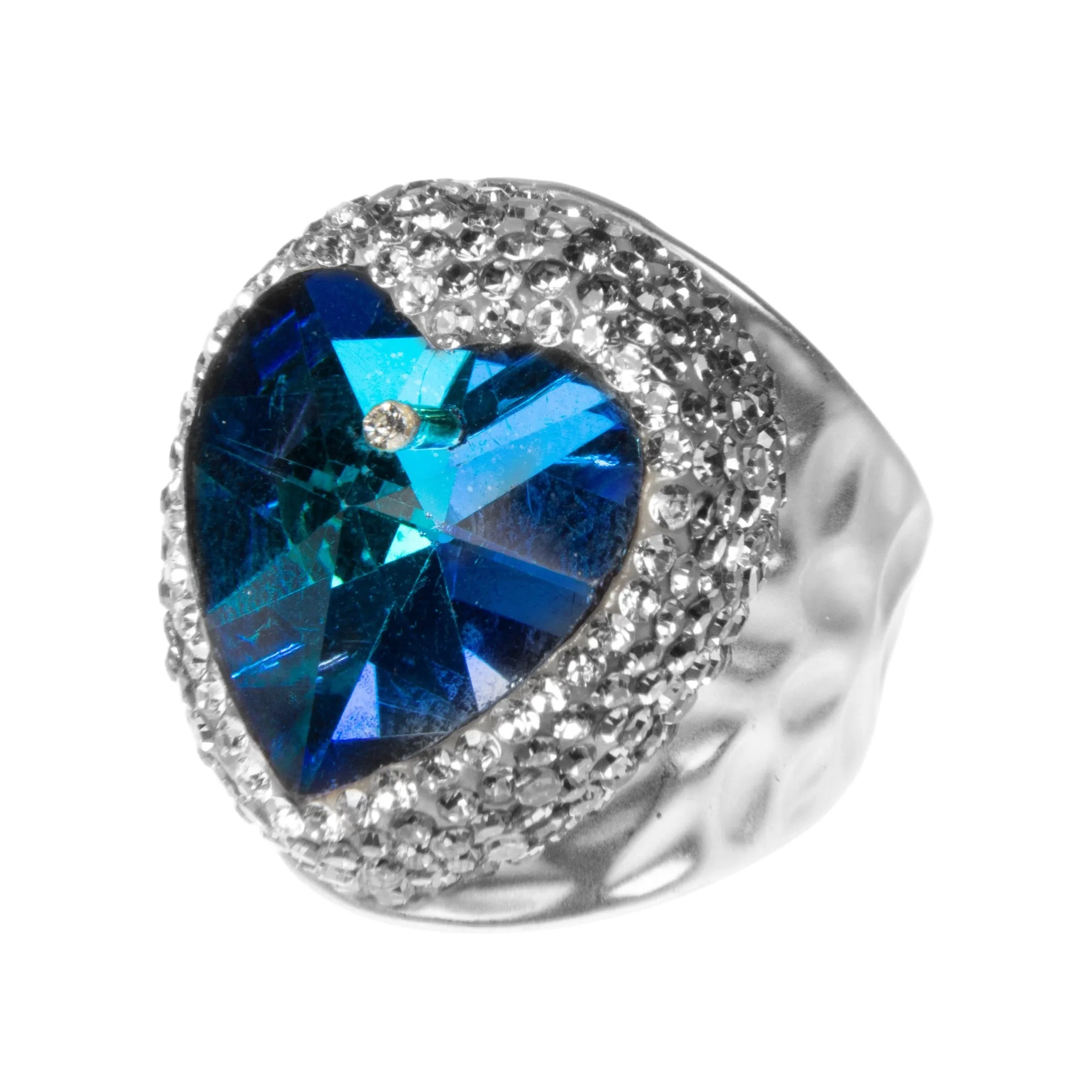 Glass Heart Rhinestone Alloy Rings R2591