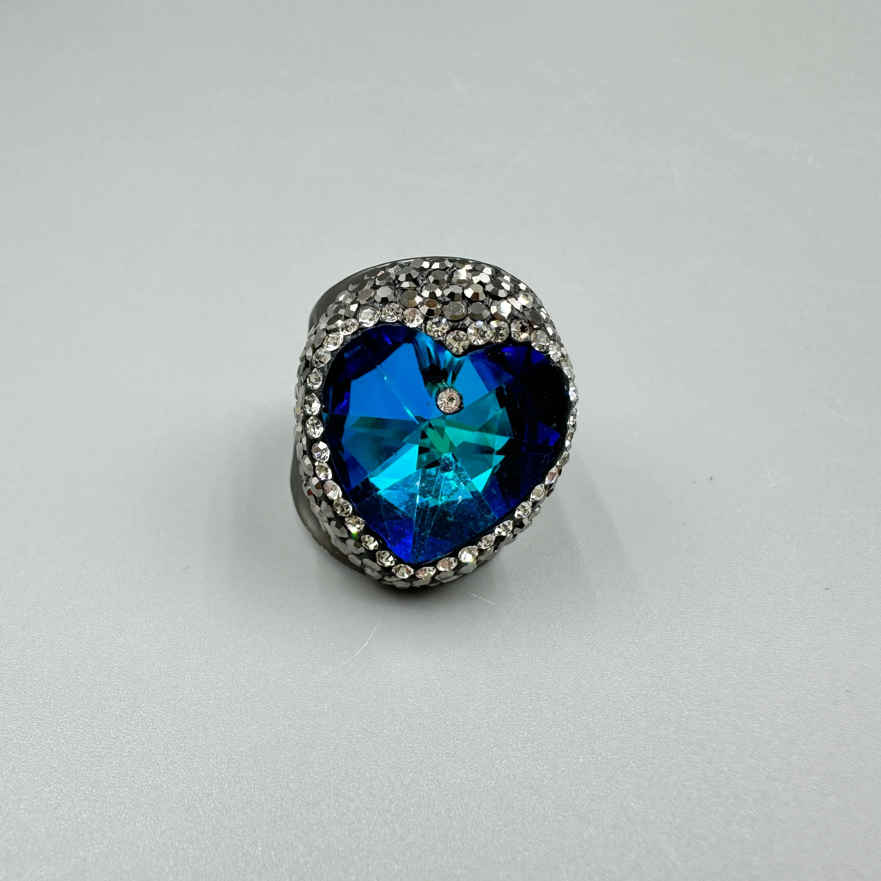 Glass Heart Rhinestone Alloy Rings R2591