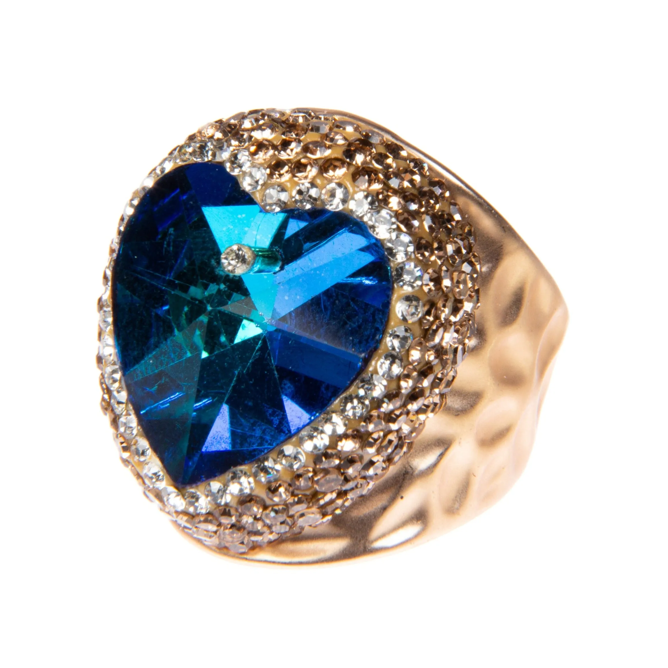 Glass Heart Rhinestone Alloy Rings R2591