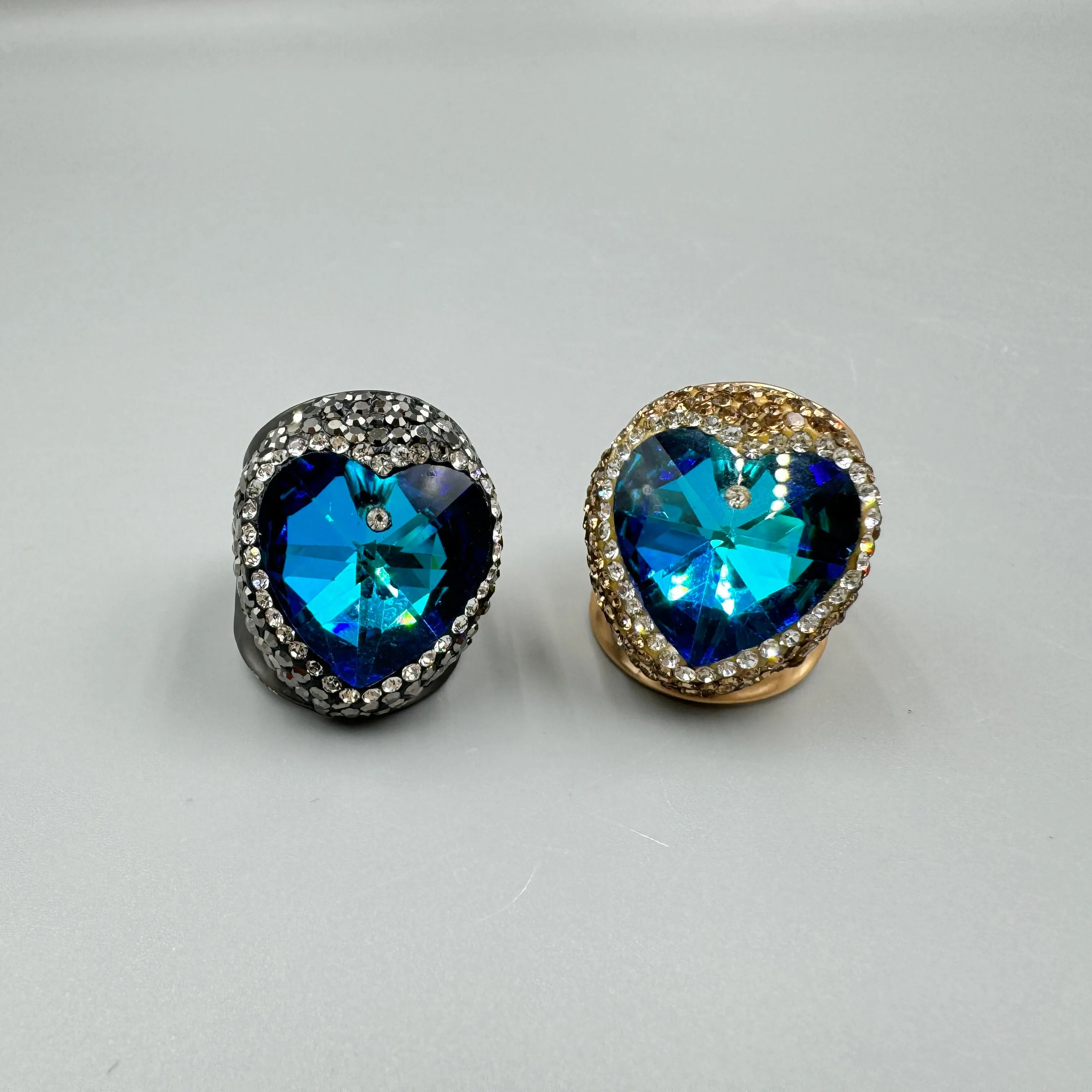 Glass Heart Rhinestone Alloy Rings R2591