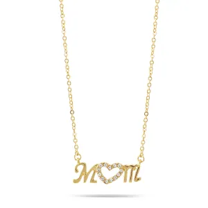 GOLD 0.5"INCH CRYSTAL MOM PENDANT NECKLACE #HNN15528GD