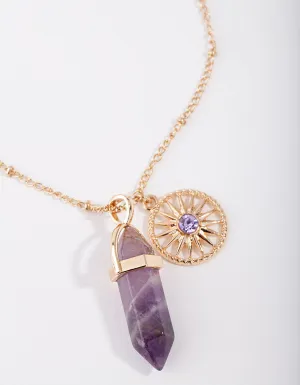 Gold 3-Charm Purple Shard Necklace