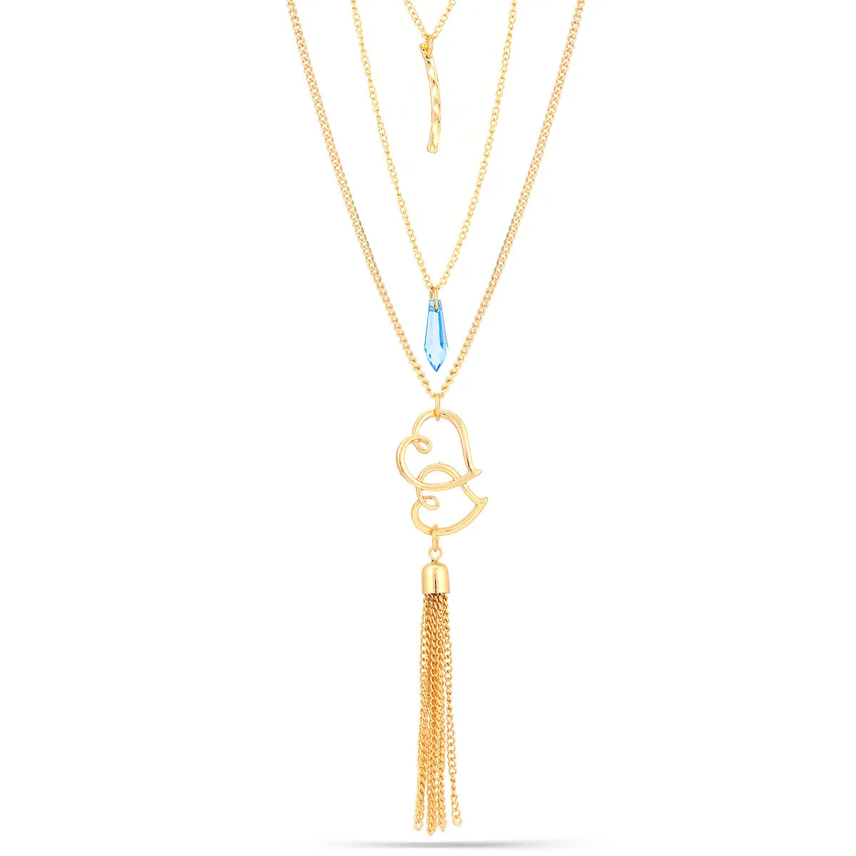 GOLD 3 LAYERED TASSEL NECKLACES #SQ262-0056 (LH13)