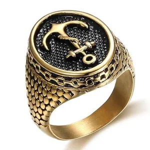 Gold Anchor Chain Snakeskin Ring