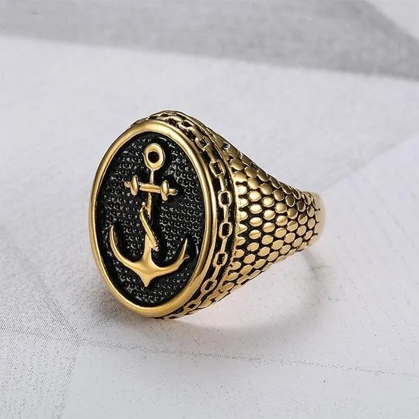 Gold Anchor Chain Snakeskin Ring