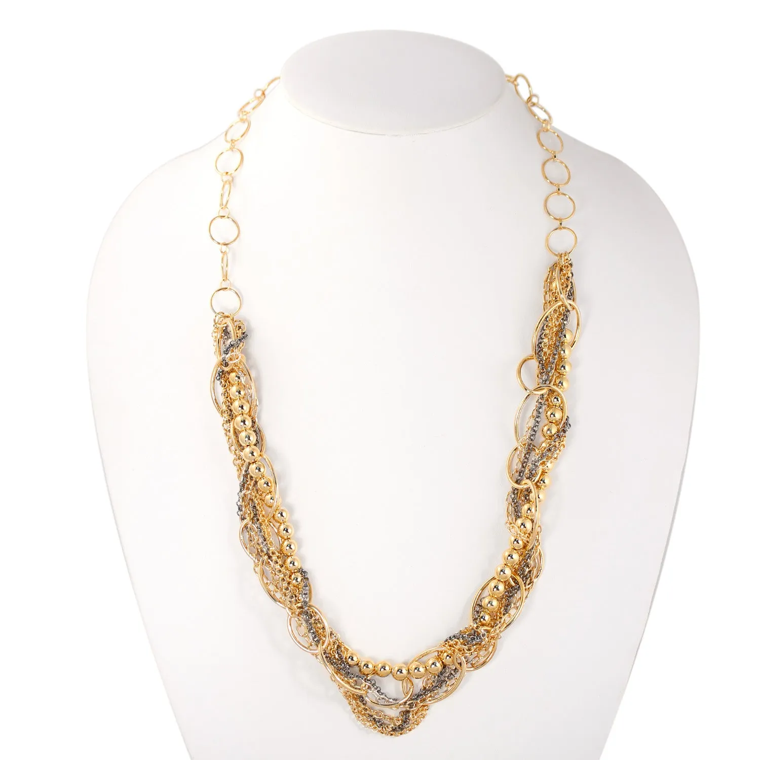 GOLD BEADS AND MULTI LAYERED  NECKLACE #JN2100GPCCB GLD/HEM (AA1-2)