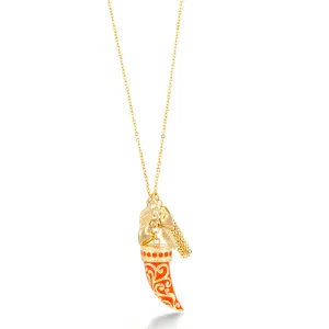 GOLD CORAL HORN PENDANT NECKLACES #HNN86538GDOR (AA12)