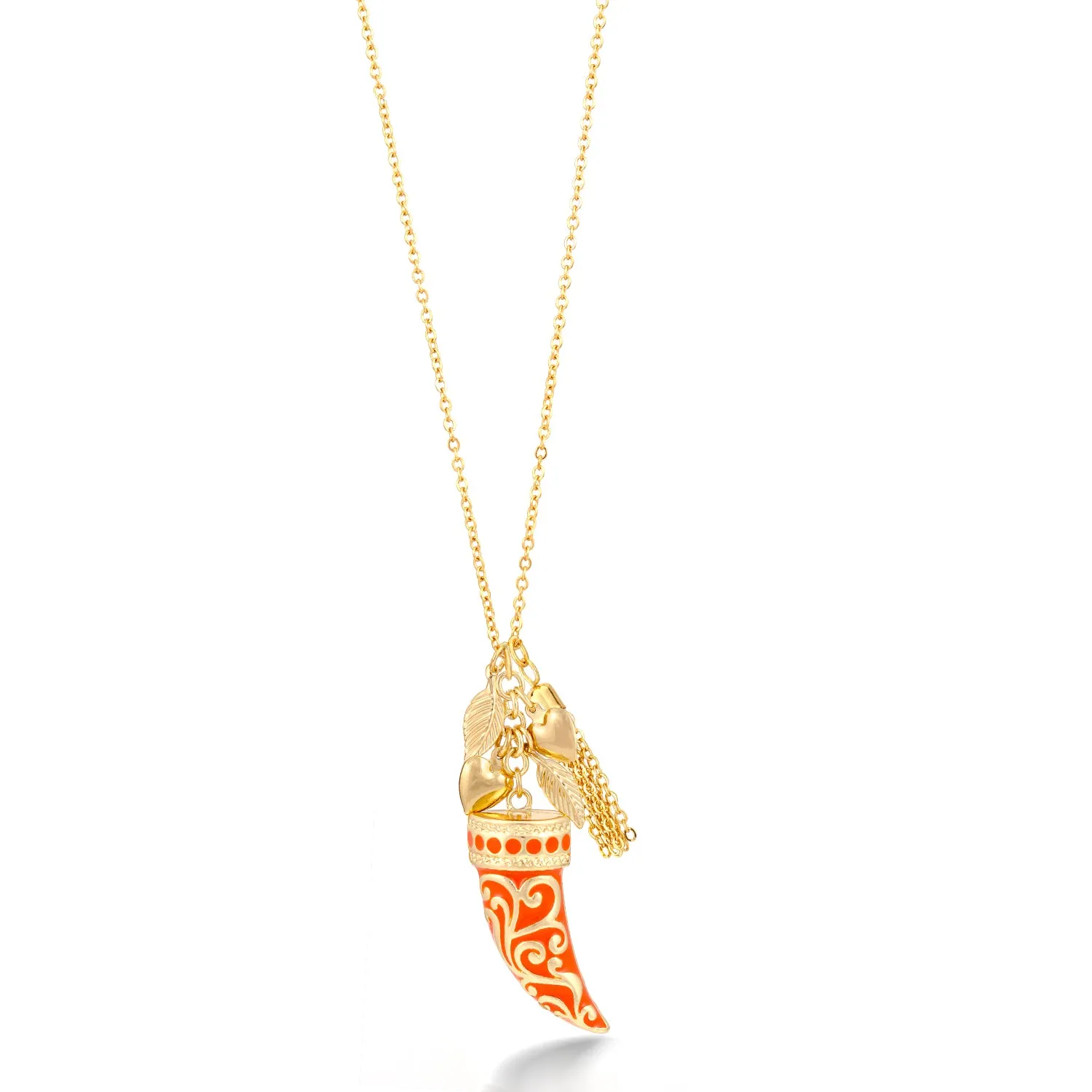 GOLD CORAL HORN PENDANT NECKLACES #HNN86538GDOR (AA12)