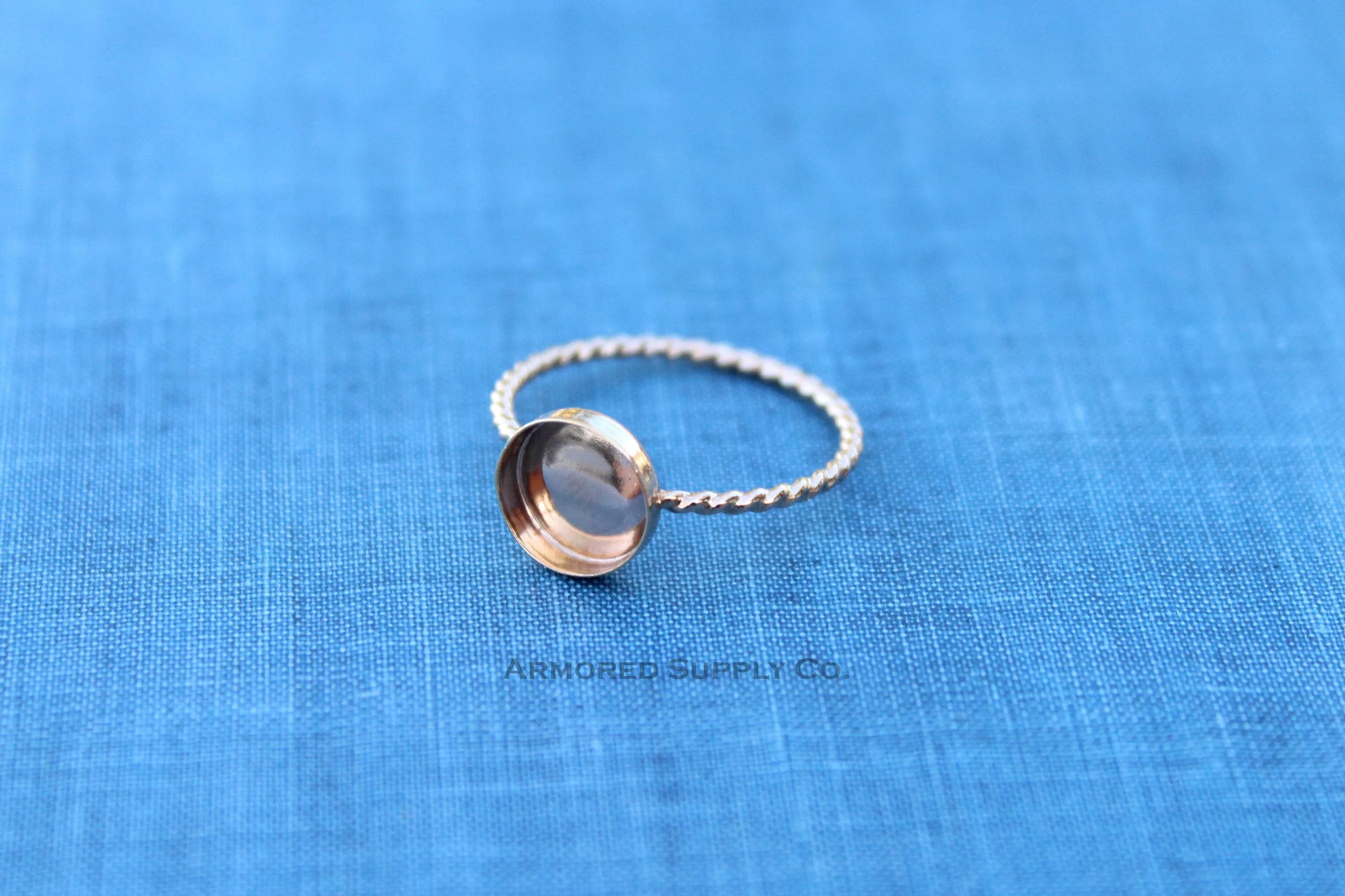 Gold Filled Rope 10mm Bezel Cup Ring blank