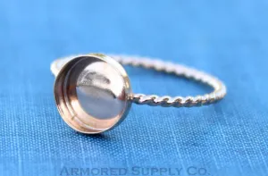 Gold Filled Rope 10mm Bezel Cup Ring blank