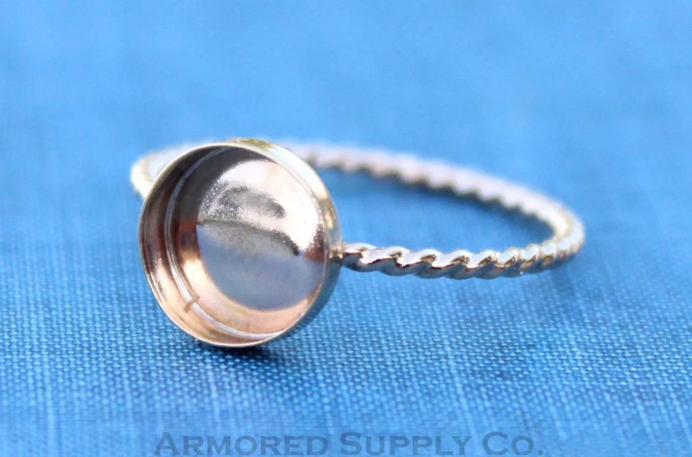 Gold Filled Rope 10mm Bezel Cup Ring blank