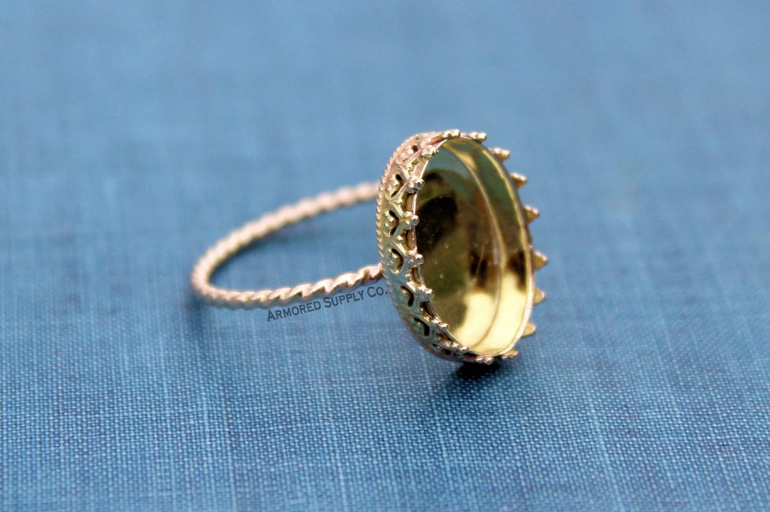 Gold Filled ROPE 10mm Crown Bezel Cup Ring blank