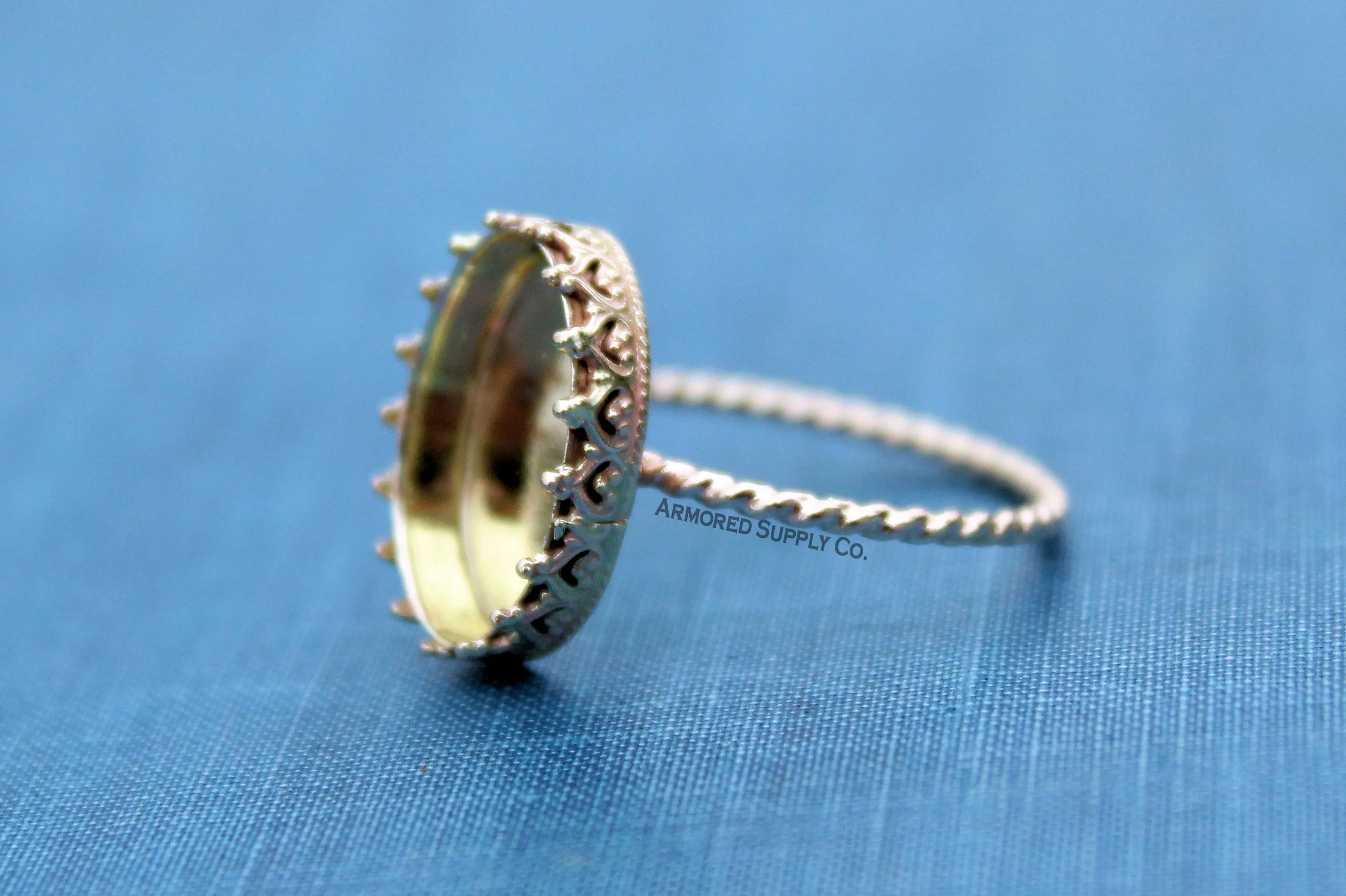 Gold Filled ROPE 10mm Crown Bezel Cup Ring blank