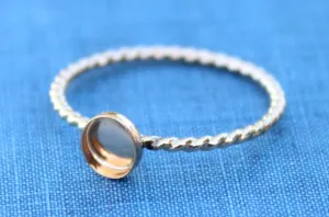 Gold Filled Rope 6mm Bezel Cup Ring blank