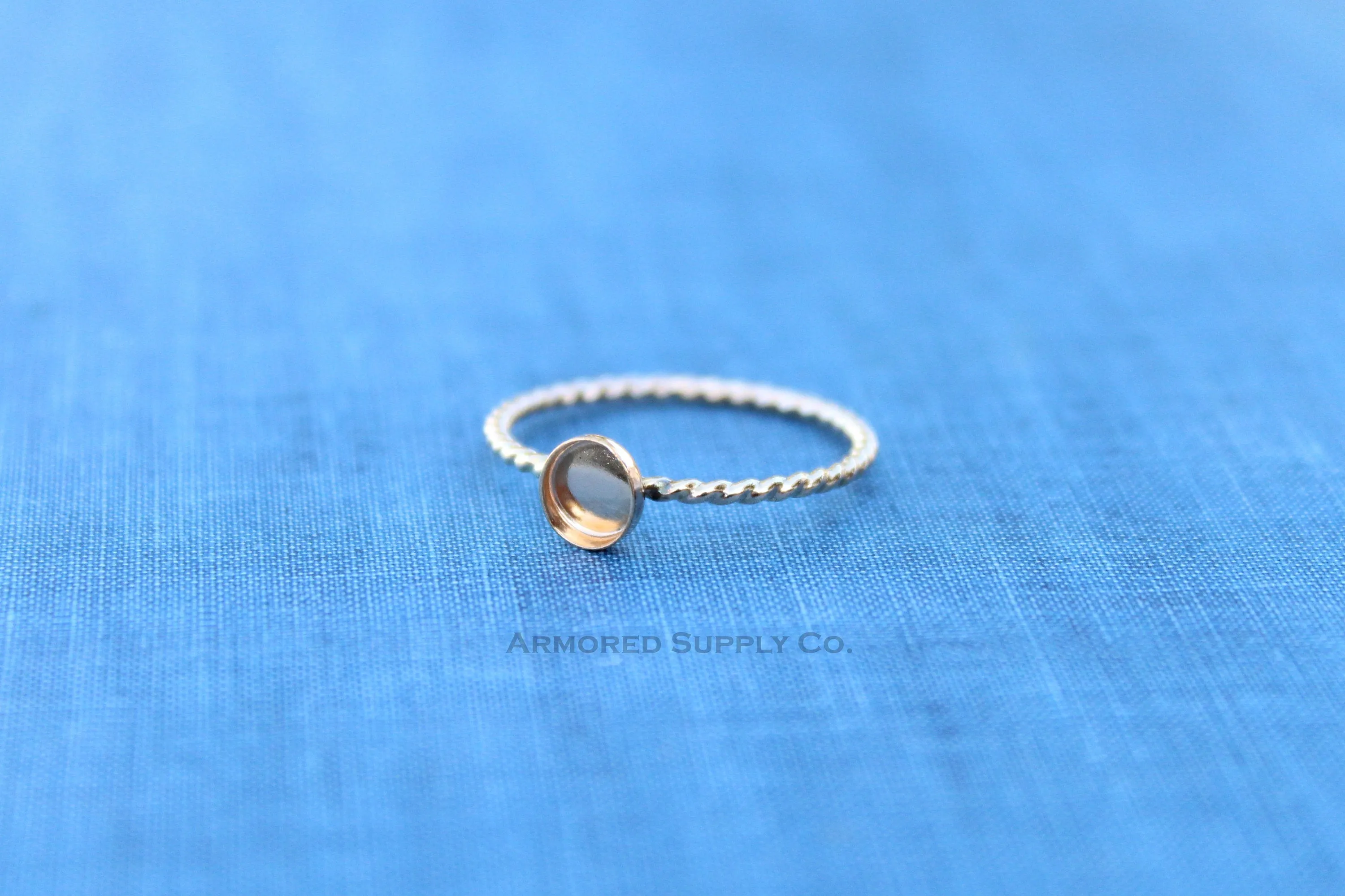 Gold Filled Rope 6mm Bezel Cup Ring blank