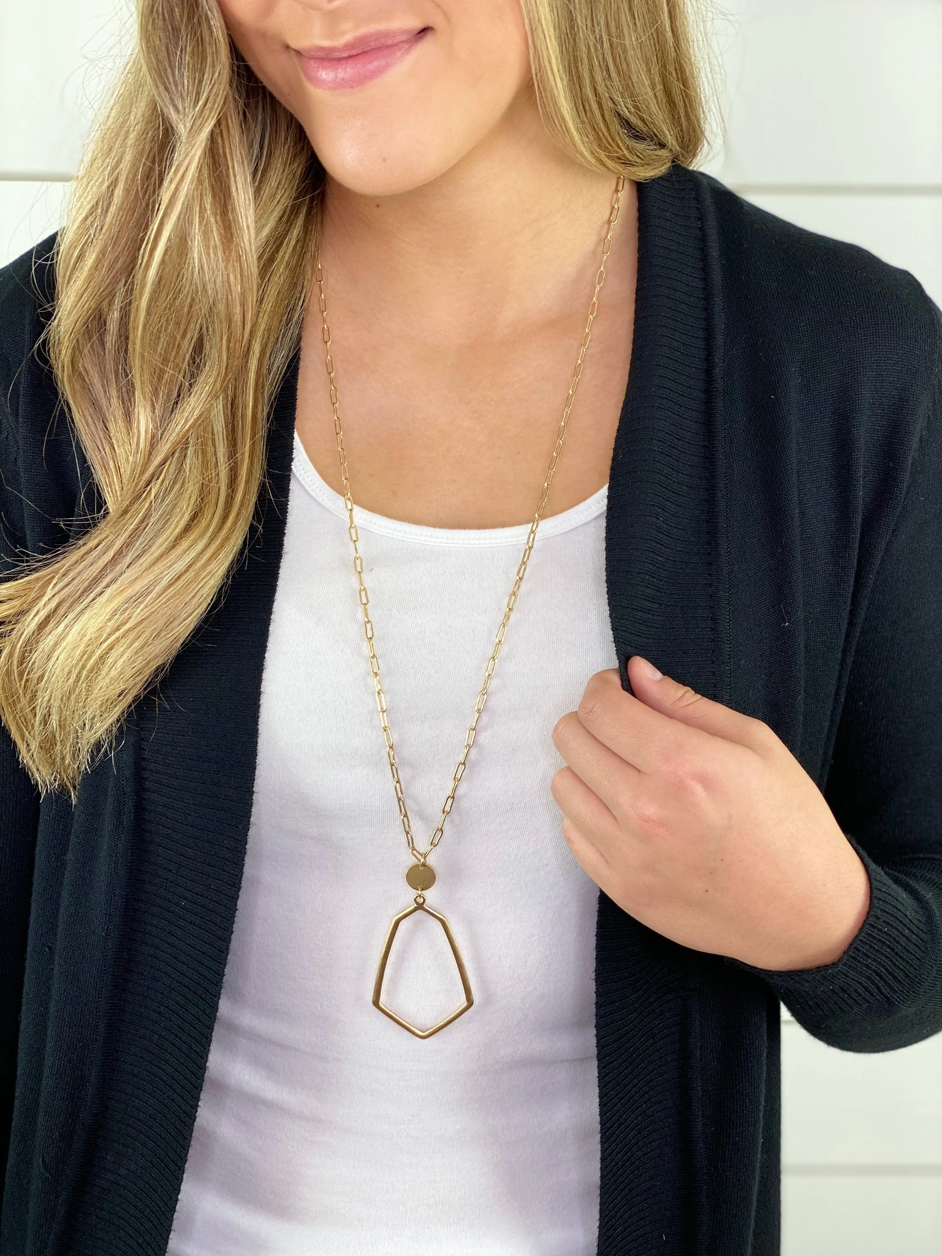 Gold Geometric Pendant Necklace
