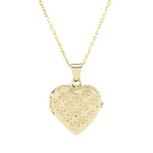 Gold Heart Locket Urn - Diamond Cut (10K)