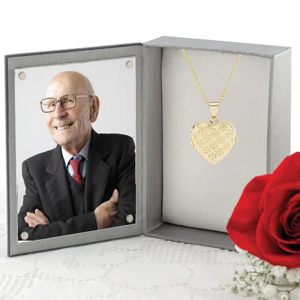 Gold Heart Locket Urn - Diamond Cut (10K)