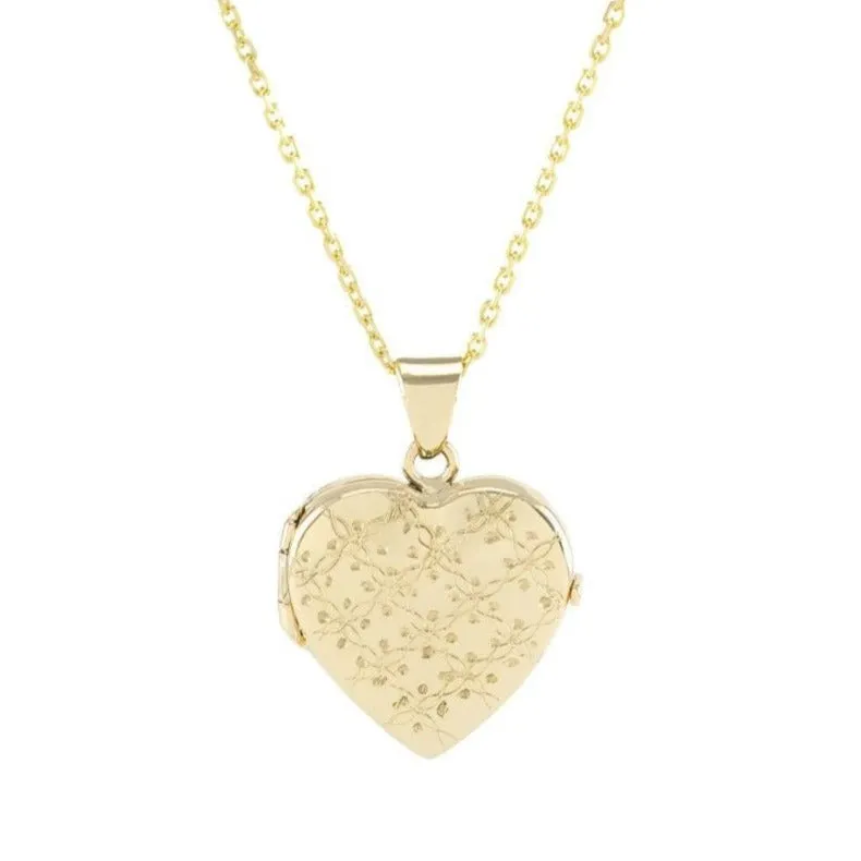 Gold Heart Locket Urn - Diamond Cut (10K)