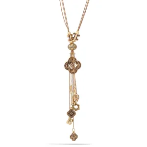 GOLD OXIDIZED TASSEL CHARMS NECKLACES #HNN88732GDOX