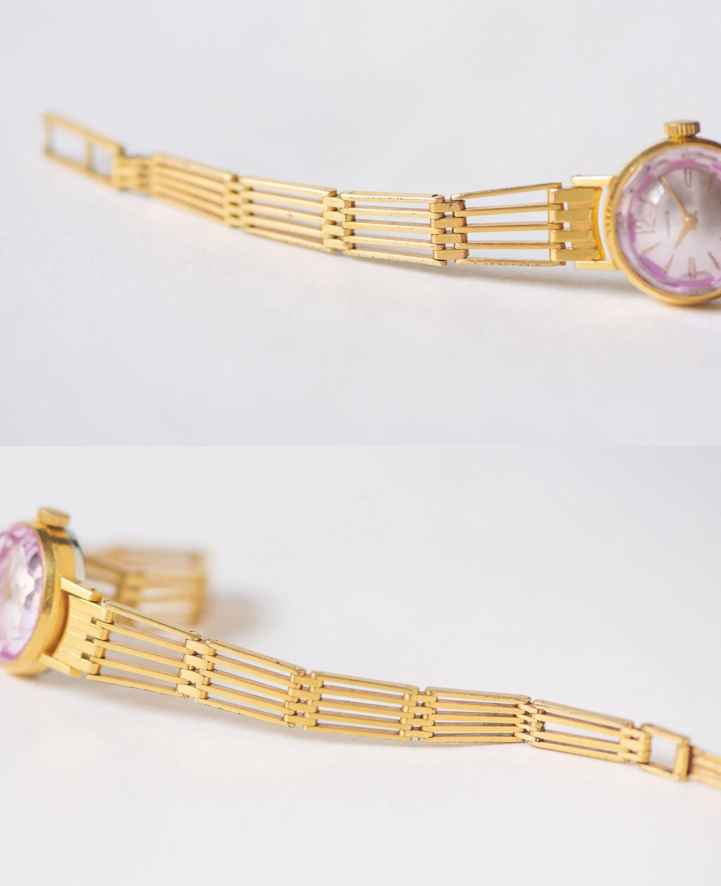 Gold plated cocktail watch for women pink cover, retro women watch Seagull tiny vintage rare design watch classic jewelry bride gift