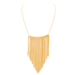 GOLD-TONE METAL MULTI LAYERED CHAIN NECKLACE  #FW1403939 (GG14)
