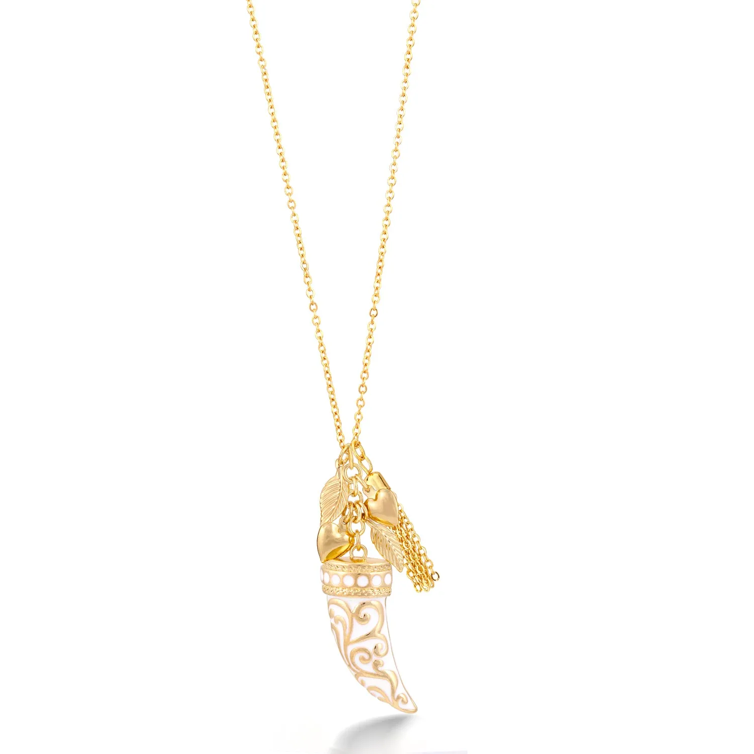GOLD WHITE HORN PENDANT NECKLACES #HNN86538GDCM (AC13)